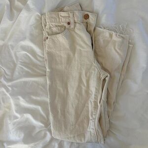 banana republic cream high rise straight 25” jeans white/cream